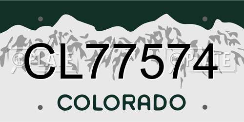 CL77574 Colorado License Plate