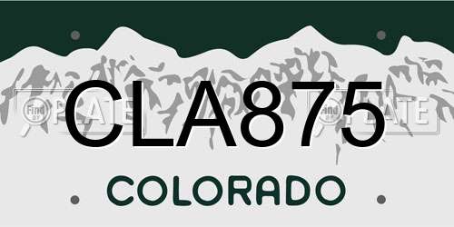 CLA875 Colorado License Plate