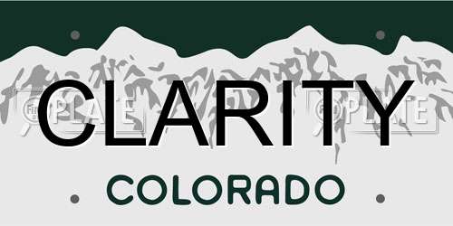 CLARITY Colorado License Plate