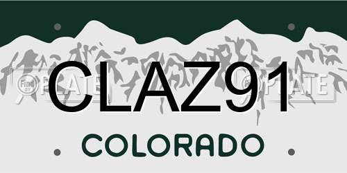 CLAZ91 Colorado License Plate