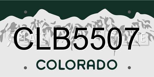 CLB5507 Colorado License Plate