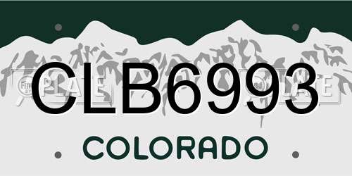 CLB6993 Colorado License Plate
