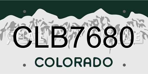 CLB7680 Colorado License Plate
