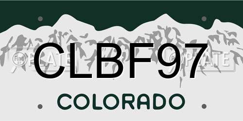 CLBF97 Colorado License Plate