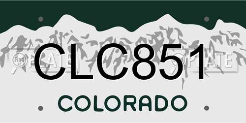CLC851 Colorado License Plate
