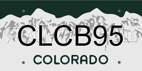 CLCB95 Colorado License Plate