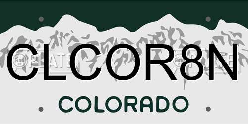 CLCOR8N Colorado License Plate