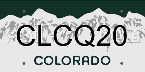 CLCQ20 Colorado License Plate