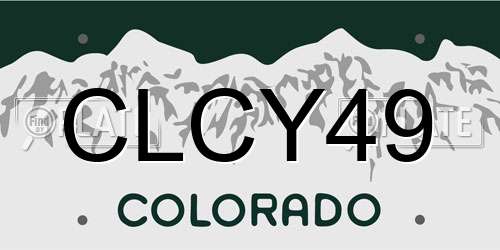 CLCY49 Colorado License Plate