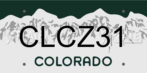 CLCZ31 Colorado License Plate