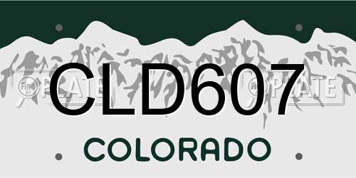 CLD607 Colorado License Plate