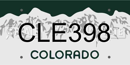 CLE398 Colorado License Plate