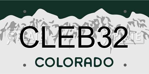 CLEB32 Colorado License Plate