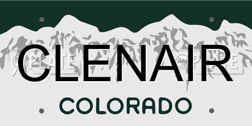 CLENAIR Colorado License Plate