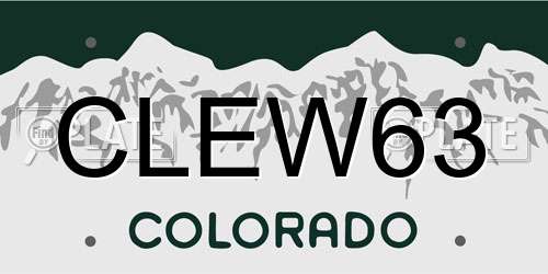 CLEW63 Colorado License Plate