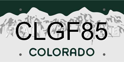 CLGF85 Colorado License Plate
