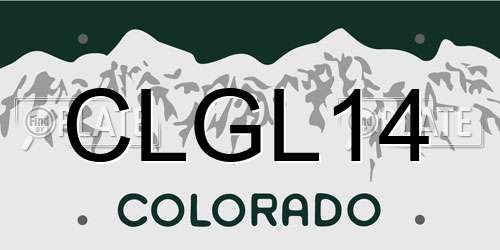 CLGL14 Colorado License Plate