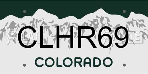 CLHR69 Colorado License Plate