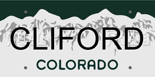 CLIFORD Colorado License Plate