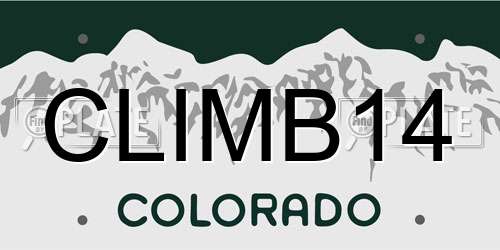 CLIMB14 Colorado License Plate