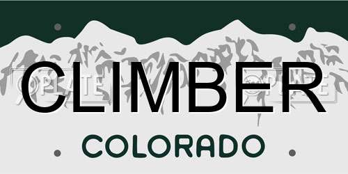 CLIMBER Colorado License Plate