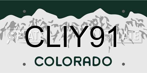 CLIY91 Colorado License Plate