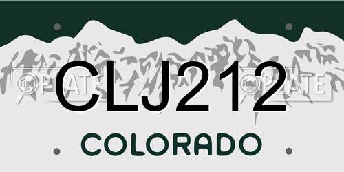 CLJ212 Colorado License Plate