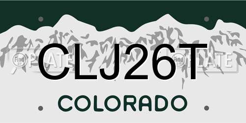 CLJ26T Colorado License Plate