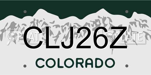 CLJ26Z Colorado License Plate