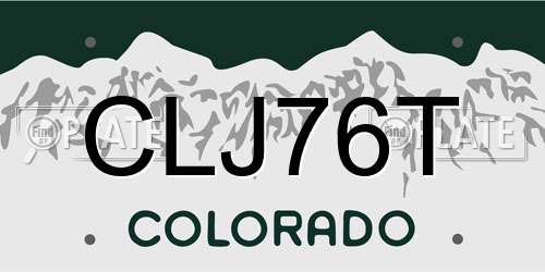 CLJ76T Colorado License Plate