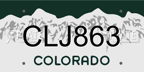 CLJ863 Colorado License Plate
