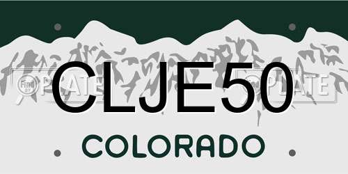 CLJE50 Colorado License Plate