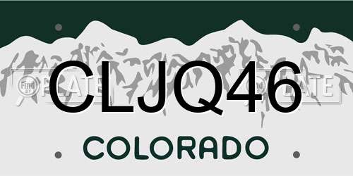 CLJQ46 Colorado License Plate