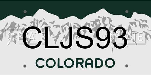 CLJS93 Colorado License Plate