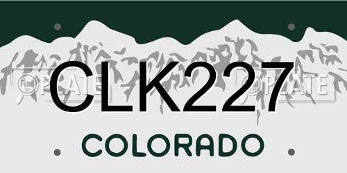 CLK227 Colorado License Plate