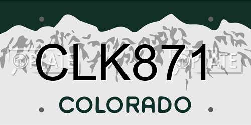 CLK871 Colorado License Plate