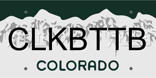 CLKBTTB Colorado License Plate