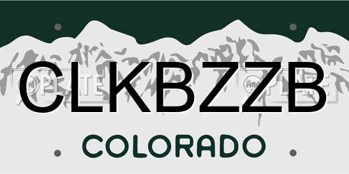CLKBZZB Colorado License Plate