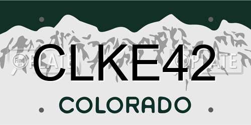 CLKE42 Colorado License Plate