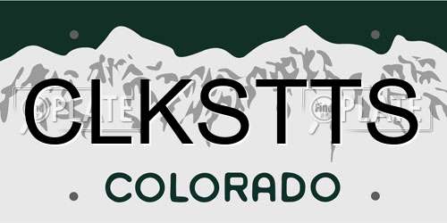 CLKSTTS Colorado License Plate