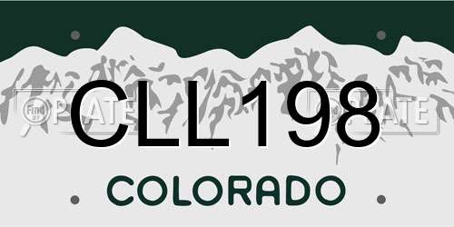CLL198 Colorado License Plate