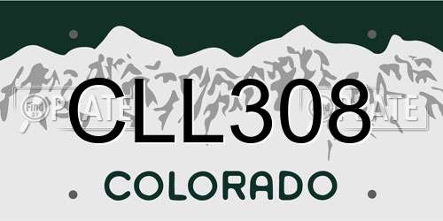 CLL308 Colorado License Plate