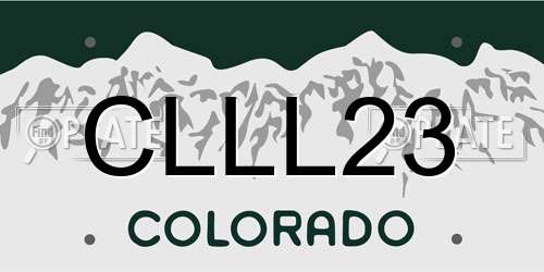 CLLL23 Colorado License Plate