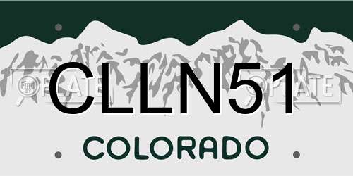 CLLN51 Colorado License Plate