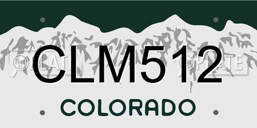 CLM512 Colorado License Plate