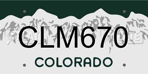 CLM670 Colorado License Plate