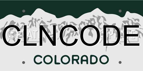 CLNCODE Colorado License Plate