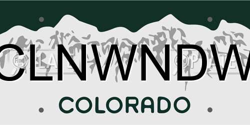 CLNWNDW Colorado License Plate