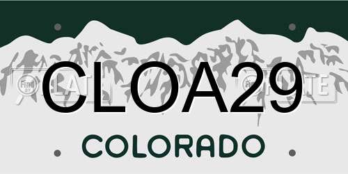 CLOA29 Colorado License Plate