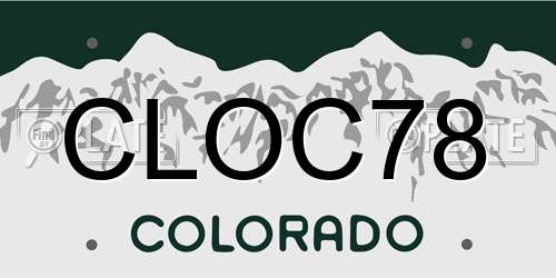 CLOC78 Colorado License Plate